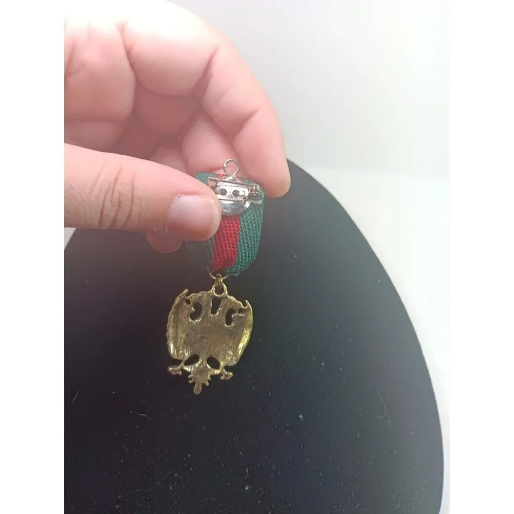 2 Headed Eagle Medal Badge Vintage Tie Tack Lapel Pin mason Army